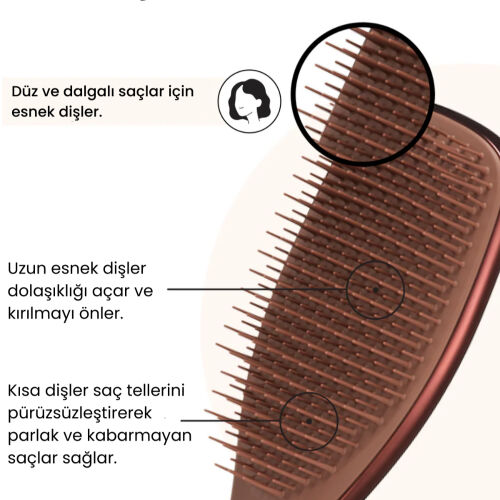 Tangle Teezer Ultimate Detangler Chrome Choc Bronze Islak ve Kuru Düz ve Kıvırcık Saçlar için Saç Fırçası-Tarak - 4