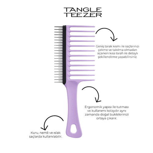 Tangle Teezer Wide Tooth Comb Kıvırcık ve Bukleli Saçlar için Lila Saç Fırçası-Tarak - Tangle Teezer (1)
