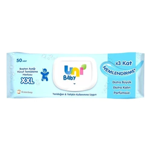 Uni Baby Vücut Temizleme Havlusu XXL 50 Adet - Uni Baby