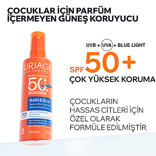 Uriage Bariesun SPF50+ Çocuklar İçin Yüz ve Vücut için Parfüm İçermeyen Güneş Koruyucu Sprey 200 ml - Uriage (1)