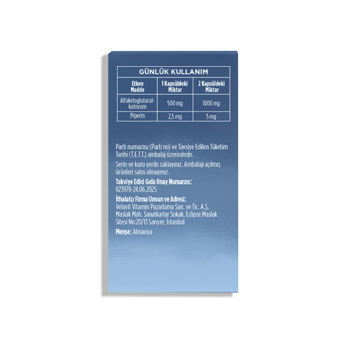 Velavit V Akg Ca Takviye Edici Gıda 60 Kapsül - 3