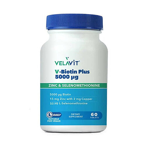 Velavit V-Biotin Plus 5000mcg Takviye Edici Gıda 60 Tablet - Velavit