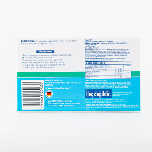 Velavit V-Colostrum Zencefil Zerdeçal İçeren Pastil 15 Adet - Velavit (1)