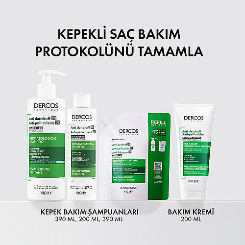 Vichy Dercos Anti Dandruff Kepek Karşıtı Şampuan 390 ml - Normal ve Yağlı Saçlar - Refill - 5
