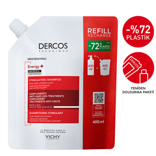 Vichy Dercos Energising Saç Dökülmesine Karşı Şampuan 400 ml - Refill - Vichy (1)