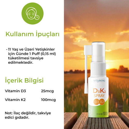 Vitaberg D3K2 Sprey Takviye Edici Gıda 20 ml - 3