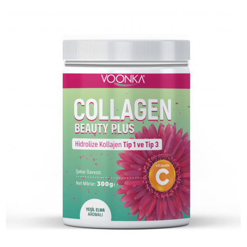 Voonka Beauty Collagen Plus Hidrolize Kollajen Tip 1 - Tip 3 Yeşil Elma Aromalı 300 g - 1