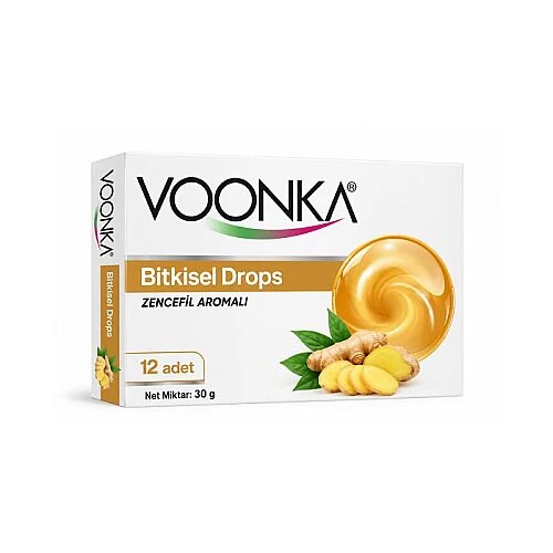 Voonka Bitkisel Drops Zencefil Aromalı Pastil 12 Adet - Voonka
