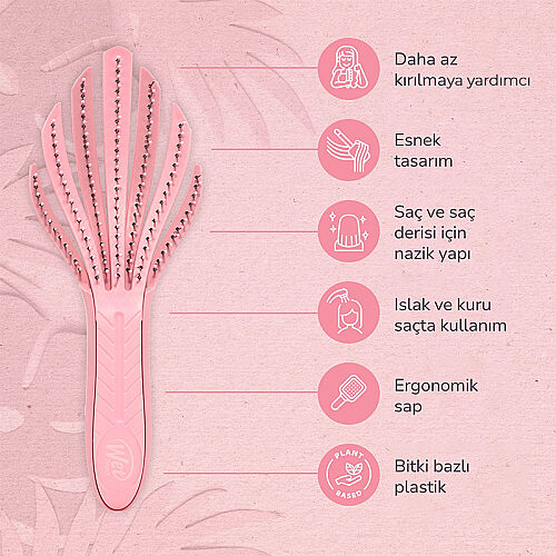 Wet Brush Go Green Kıvırcık Saçlara Özel Dolaşık Açıcı Saç Fırçası Pembe - 4