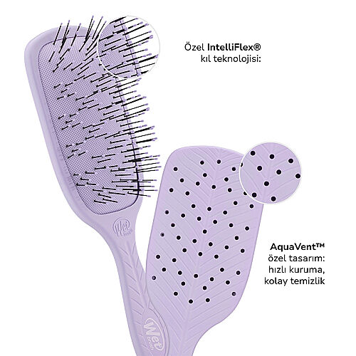 Wet Brush Go Green Paddle Detangler Kalın Telli Saçlar İçin Geniş Saç Fırçası - Lila - 3
