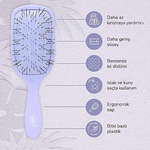 Wet Brush Go Green Paddle Detangler Kalın Telli Saçlar İçin Geniş Saç Fırçası - Lila - 4