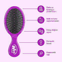 Wet Brush Mini Detangler Dolaşık Açıcı Saç Fırçası Mor - 4