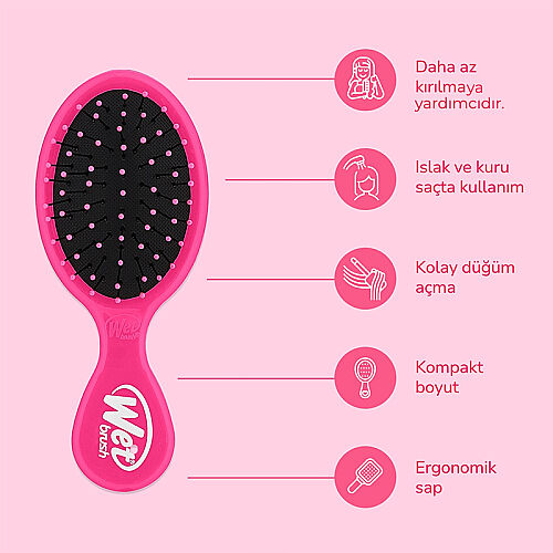 Wet Brush Mini Detangler Dolaşık Açıcı Saç Fırçası Pembe - 4