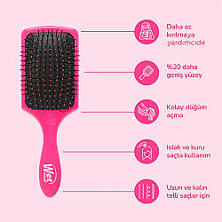 Wet Brush Paddle Detangler Dolaşık Açıcı Geniş Saç Fırçası Pembe - 5