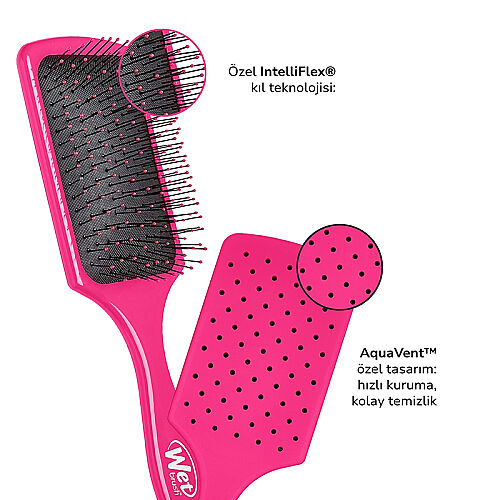 Wet Brush Paddle Detangler Dolaşık Açıcı Geniş Saç Fırçası Pembe - 4