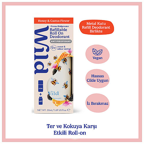 Wild Antiperspirant Emma Bridgewater Bee Roll-On Case Honey - Cactus Refill Terleme Karşıtı Deodorant 50 ml - Wild (1)