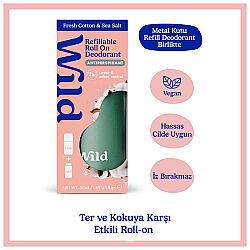 Wild Antiperspirant Roll On Aqua Case - Fresh Cotton - Sea Salt Refill Terleme Karşıtı Deodorant 50 ml - 2