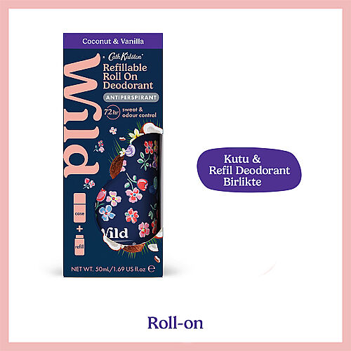 Wild Antiperspirant Roll On Cath Kidston Marble Ditsy Case - Coconut - Vanilla Refill 50 ml - Wild