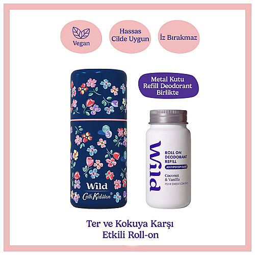 Wild Antiperspirant Roll On Cath Kidston Marble Ditsy Case - Coconut - Vanilla Refill Terleme Karşıtı 50 ml - 1