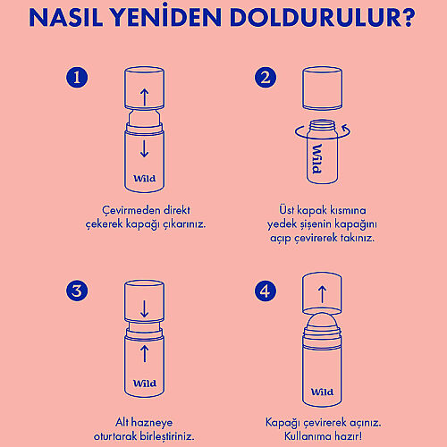 Wild Antiperspirant Roll On Fresh Cotton - Sea Salt Refill Deodorant Yedek Dolum 50 ml - 7