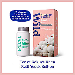 Wild Antiperspirant Roll On Fresh Cotton - Sea Salt Refill Deodorant Yedek Dolum 50 ml - 1