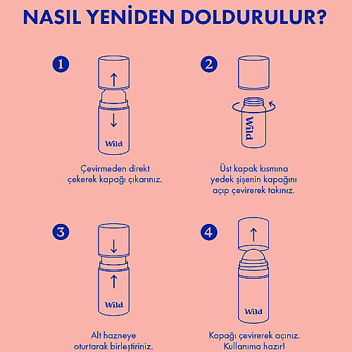 Wild Antiperspirant Roll On Honey - Cactus Flower Refill Deodorant Yedek Dolum 50 ml - 6