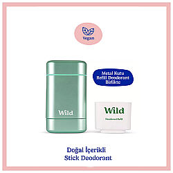 Wild Natural Stick Deodorant Kutu - Refill Fresh - Aqua Case -Fresh Cotton - Sea Salt 40 gr - 1