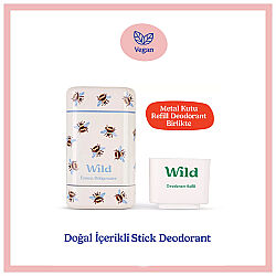 Wild Natural Stick Deodorant Kutu + Refill Paketi - Honey Bee + Honey & Cactus Flower 40 g - 1