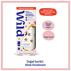 Wild Natural Stick Deodorant Kutu + Refill Paketi - Honey Bee + Honey & Cactus Flower 40 g - 2