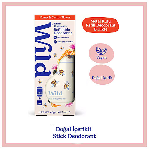 Wild Natural Stick Deodorant Kutu + Refill Paketi - Honey Bee + Honey & Cactus Flower 40 g - Wild (1)
