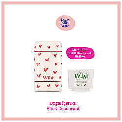 Wild Natural Stick Deodorant Kutu + Refill Paketi - Love Heart Case + Pink Grapefruit & Lime 40 g - 1