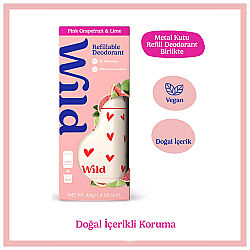 Wild Natural Stick Deodorant Kutu + Refill Paketi - Love Heart Case + Pink Grapefruit & Lime 40 g - 2
