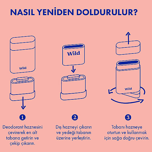 Wild Refill Yedek Stick Deodorant İçi Doğal Formül - Fresh Cotton - Sea Salt 40 g - 8