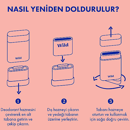 Wild Refill Yedek Stick Deodorant İçi Doğal Formül - Pink Grapefruit - Lime 40 g - 7