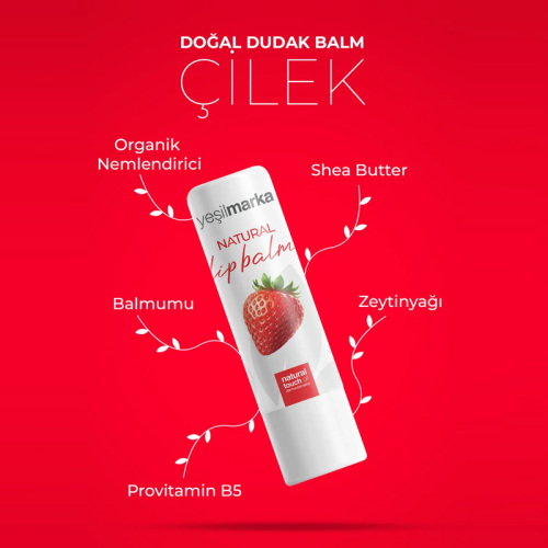 Yeşilmarka Doğal Dudak Balmı Çilek Aromalı - 3