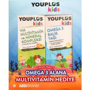 Youplus Kids VM Multivitamin ve Mineral Kompleks Omega 3 SET Youplus Kids VM Multivitamin ve Mineral Kompleks Omega 3 SET - Abdi İbrahim