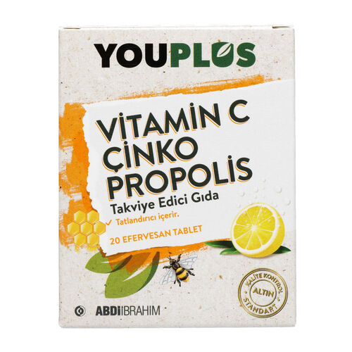 Youplus Vitamin C Çinko Propolis 20 Efervesan Tablet - Kopya - Abdi İbrahim