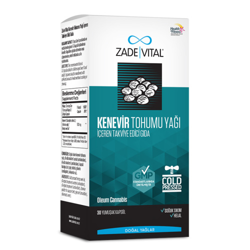 Zade Vital Kenevir Tohumu Yağı 30 Yumuşak Kapsül - Zade Vital