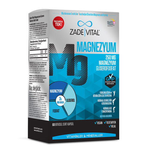 Zade Vital Magnezyum 250mg 60 Kapsül - Zade Vital