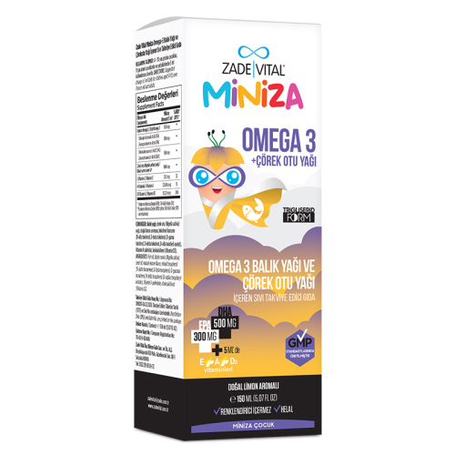 Zade Vital Miniza Omega 3-Çörek Otu Yağı İçerikli Sıvı Takviye Edici Gıda 150 ml - Zade Vital (1)